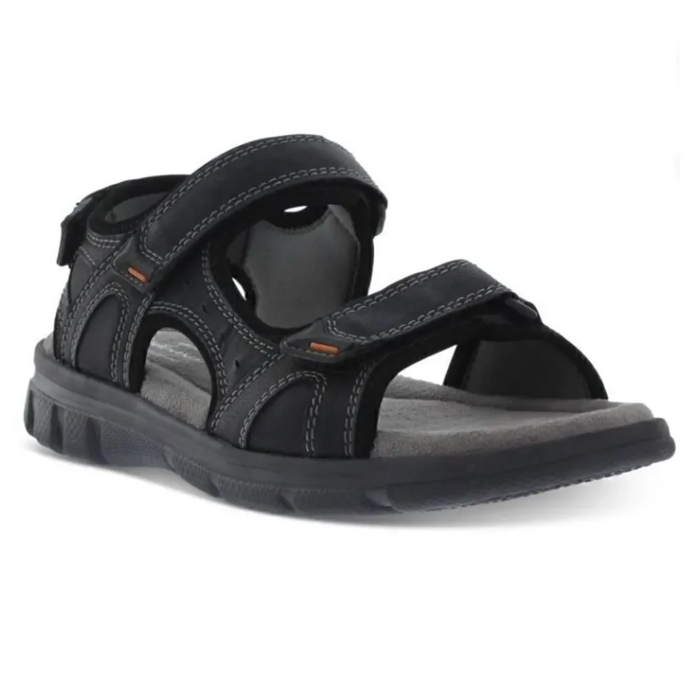 WEATHERPROOF VINTAGE Mens Black Cushioned Cole Round Toe Wedge Sandals Shoes